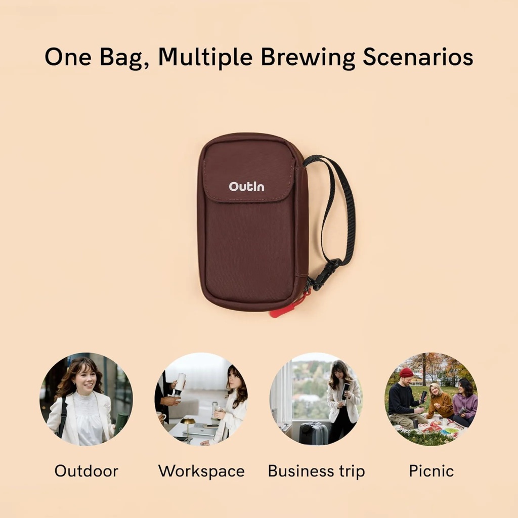 Puzdro na kávové kapsule Outin Gear Pouch na 12 kapsúl, Amber Brown