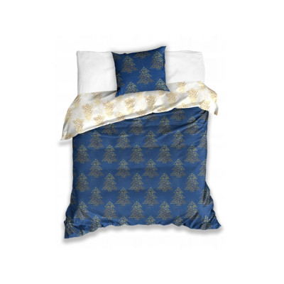 Obojstranné vianočné bavlnené obliečky BLUE/GOLD, 140/200+70/90, ROT221047