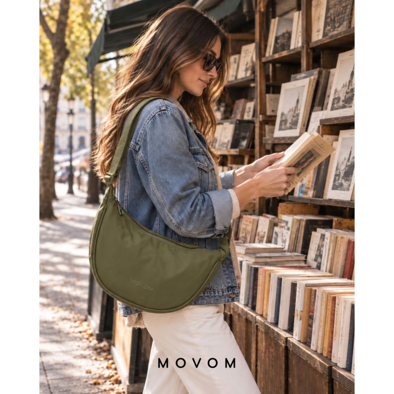 Crossbody kabelka Movom Newark zelená polmesiac 32 x 17 x 9 cm
