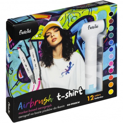 Airbrush sada na textil Fiorello s 12 fixkami a šablónami na tričká