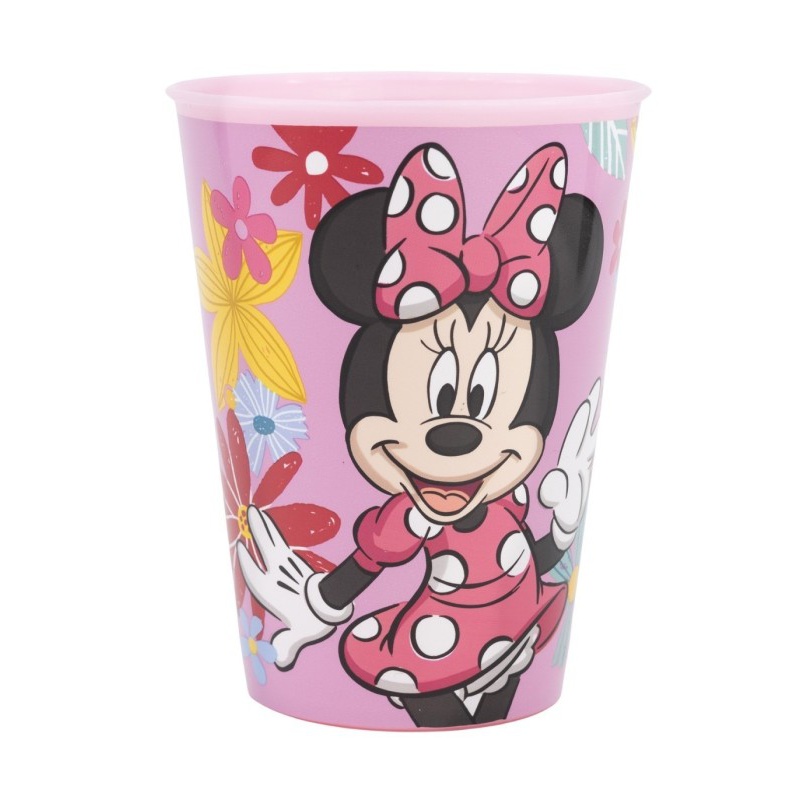 Dětská plastová sklenice Minnie Mouse 260 ml bez BPA s květinami