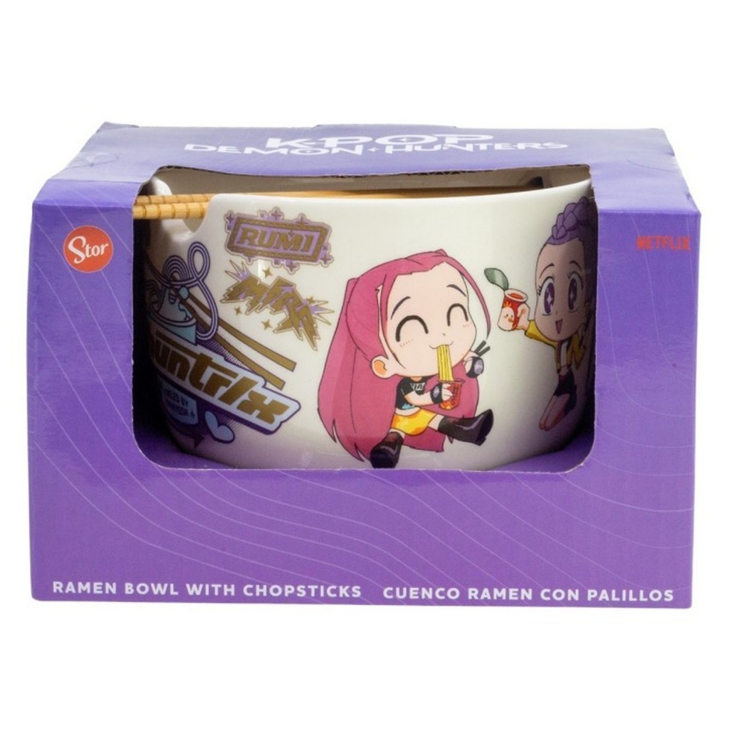 Miska na ramen s hůlkami KPop Demon Hunters 460 ml keramická