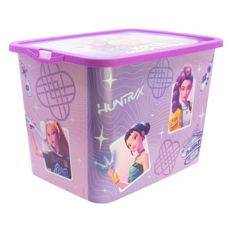 Veľký úložný box KPop Demon Hunters Huntrix 23 l fialový s vekom