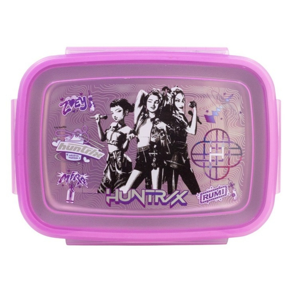 Nerezový box na svačinu KPop Demon Hunters Huntrix o objemu 1090 ml je praktický pomocník na přenášení oběda, svačiny či snack