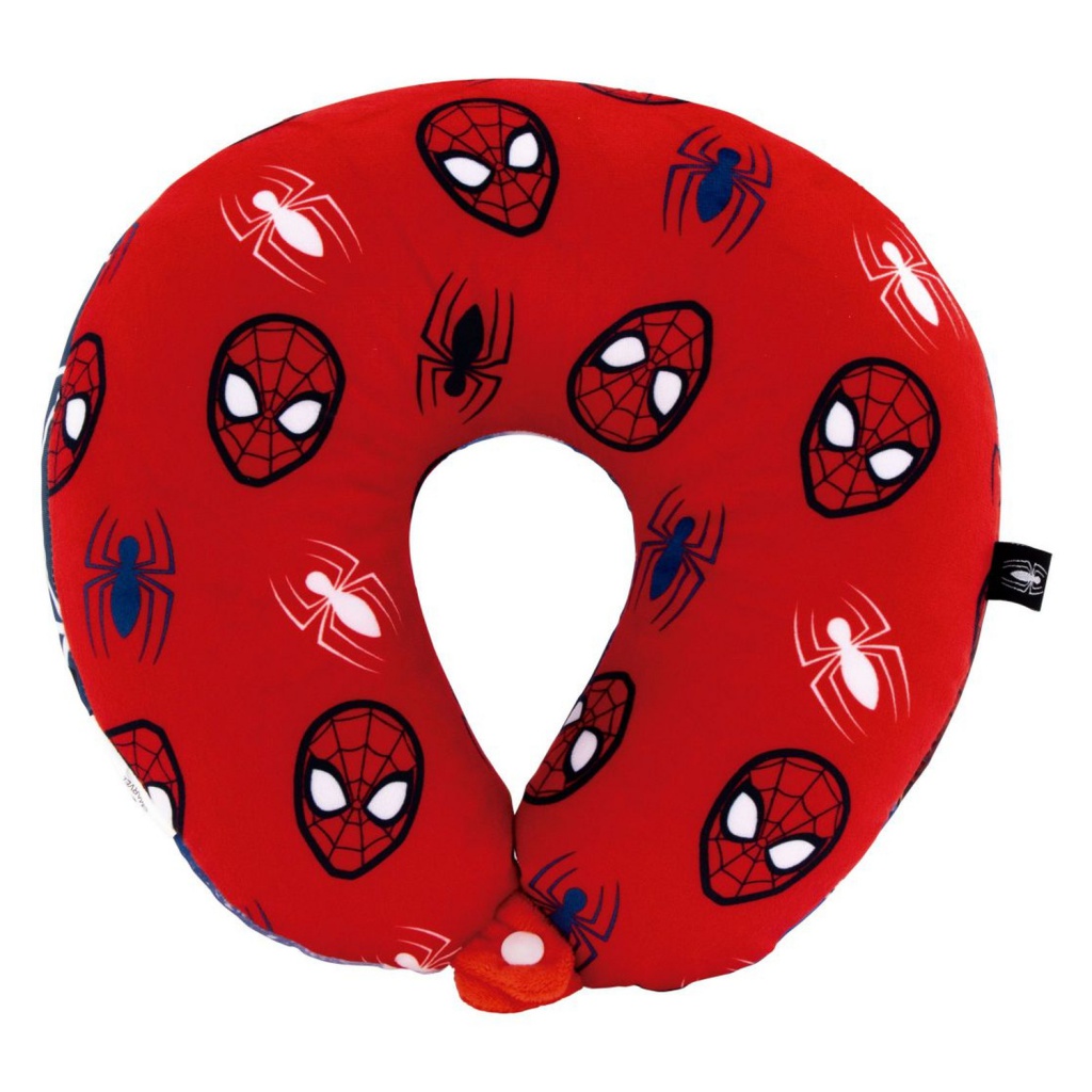 Detský cestovný vankúš na krk Spiderman červený s mikroguličkami