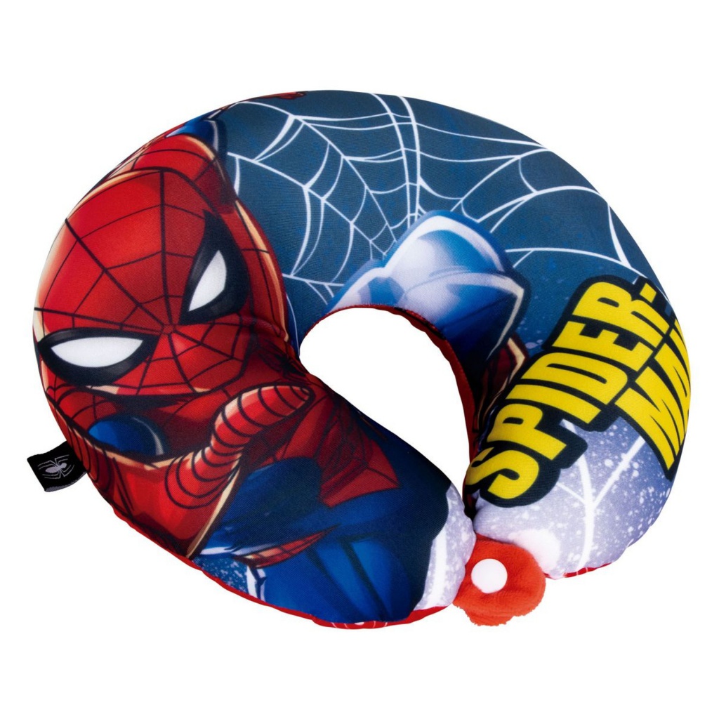 Dětský cestovní polštář na krk Spiderman červený s mikrokuličkami