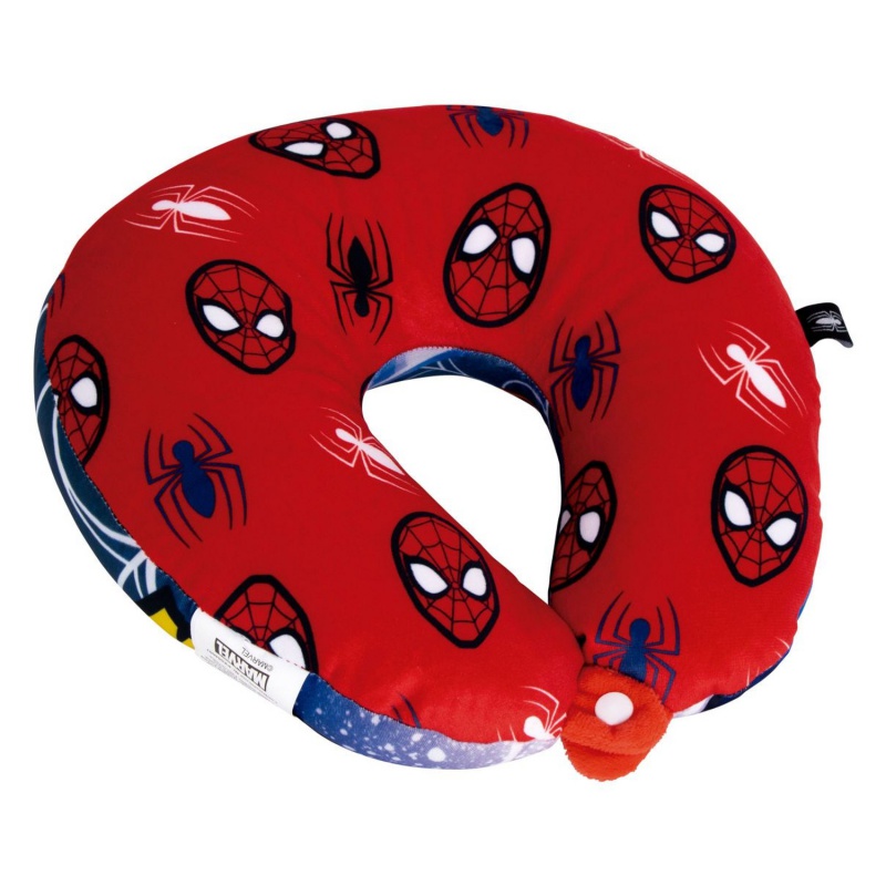 Detský cestovný vankúš na krk Spiderman červený s mikroguličkami