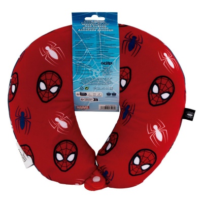 Dětský cestovní polštář na krk Spiderman červený s mikrokuličkami