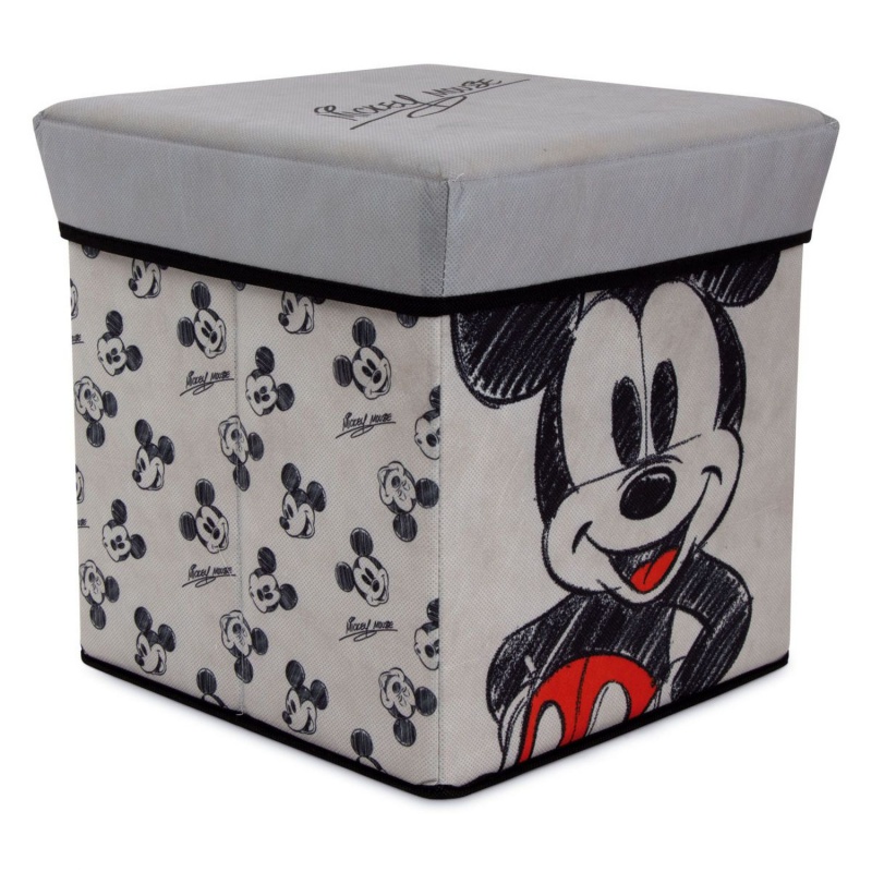 Skládací úložný box na hračky a taburetka Mickey Mouse šedý