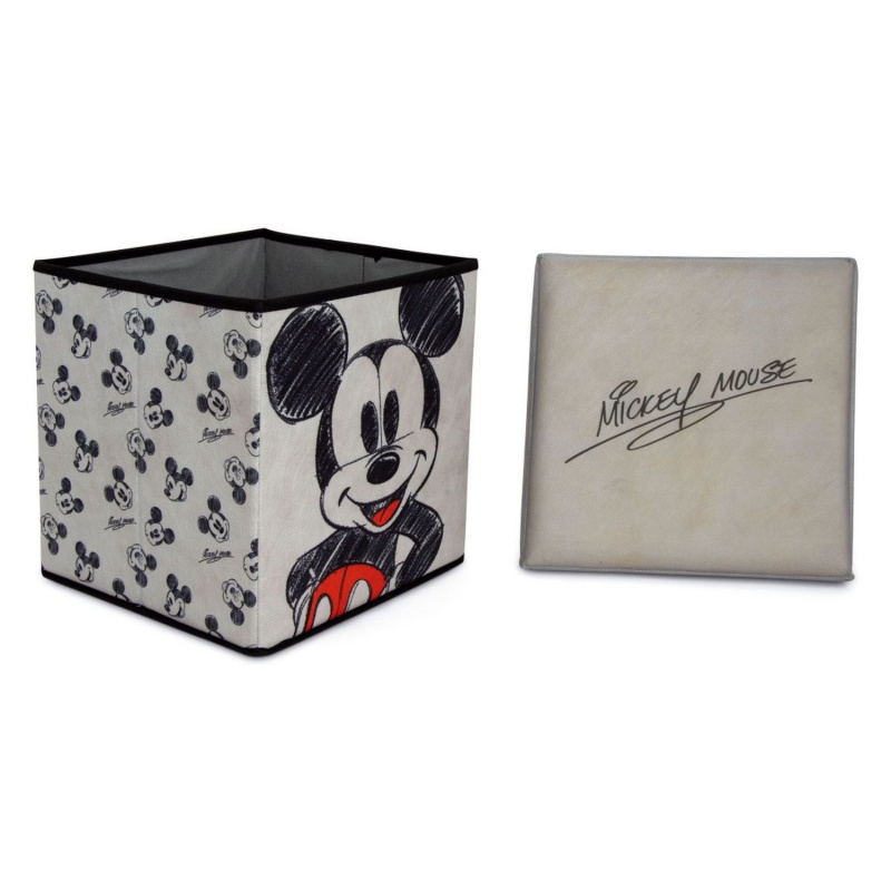 Skládací úložný box na hračky a taburetka Mickey Mouse šedý