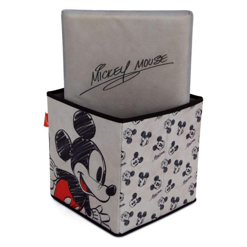 Skládací úložný box na hračky a taburetka Mickey Mouse šedý