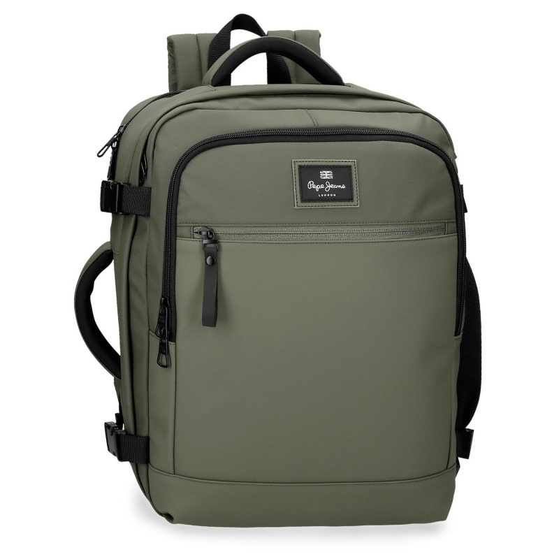 Cestovný batoh do lietadla Pepe Jeans Dudley zelený 24 l notebook 15,6"