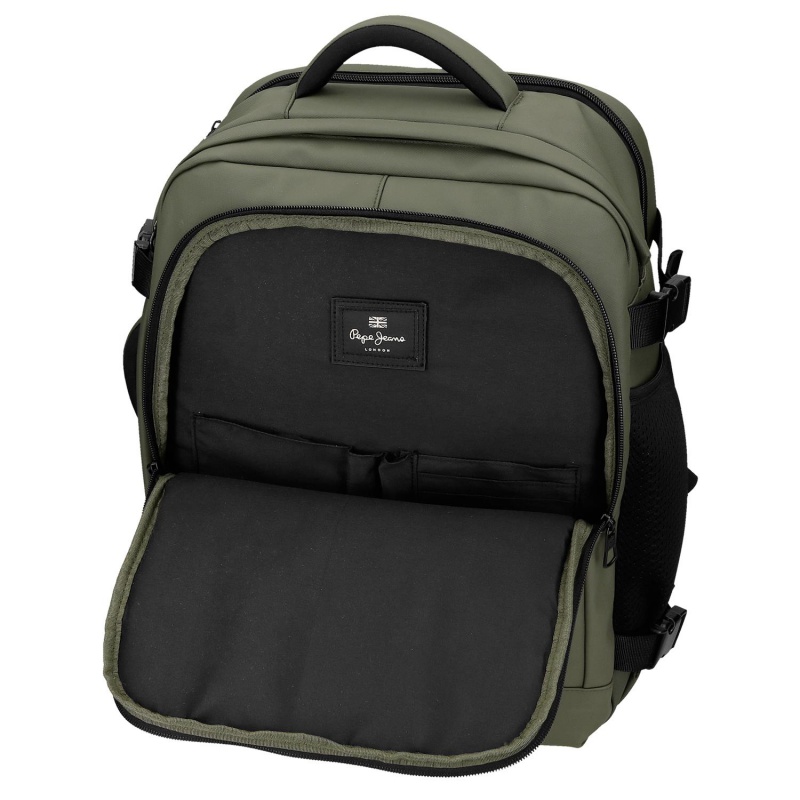 Cestovný batoh do lietadla Pepe Jeans Dudley zelený 24 l notebook 15,6"