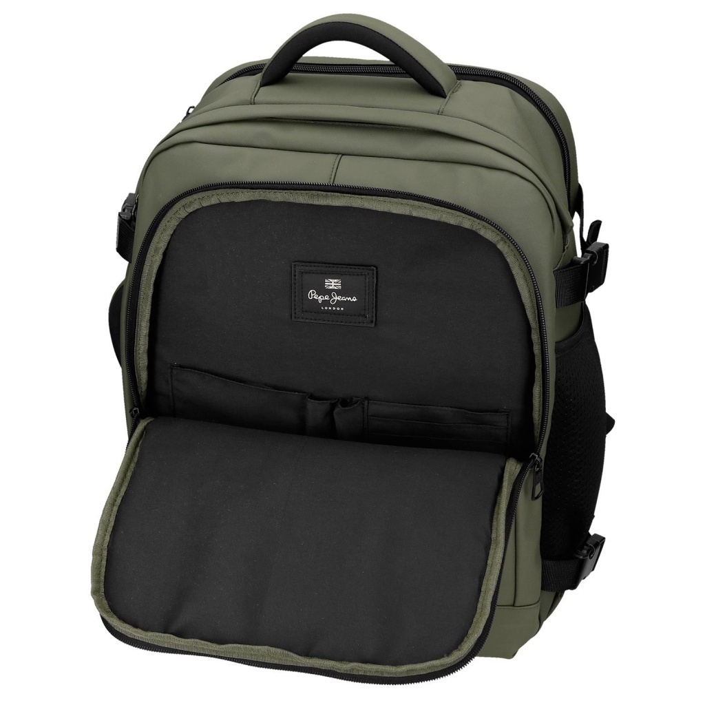Cestovný batoh do lietadla Pepe Jeans Dudley zelený 24 l notebook 15,6"