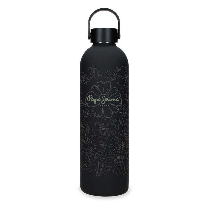 Nerezová termofľaša Pepe Jeans Eloise 750 ml čierna s kvetmi