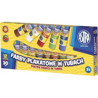 Temperové farby v tube Astra 12x30ml – žiarivé odtiene pre každého