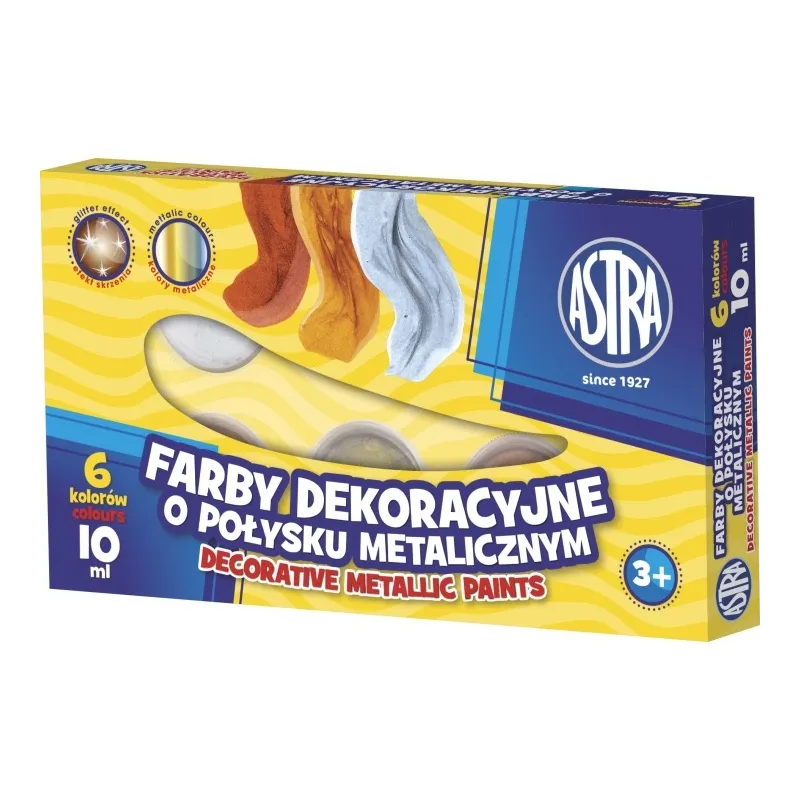 ASTRA Dekoračné farby s kovovým odleskom 6x10ml, 83411900