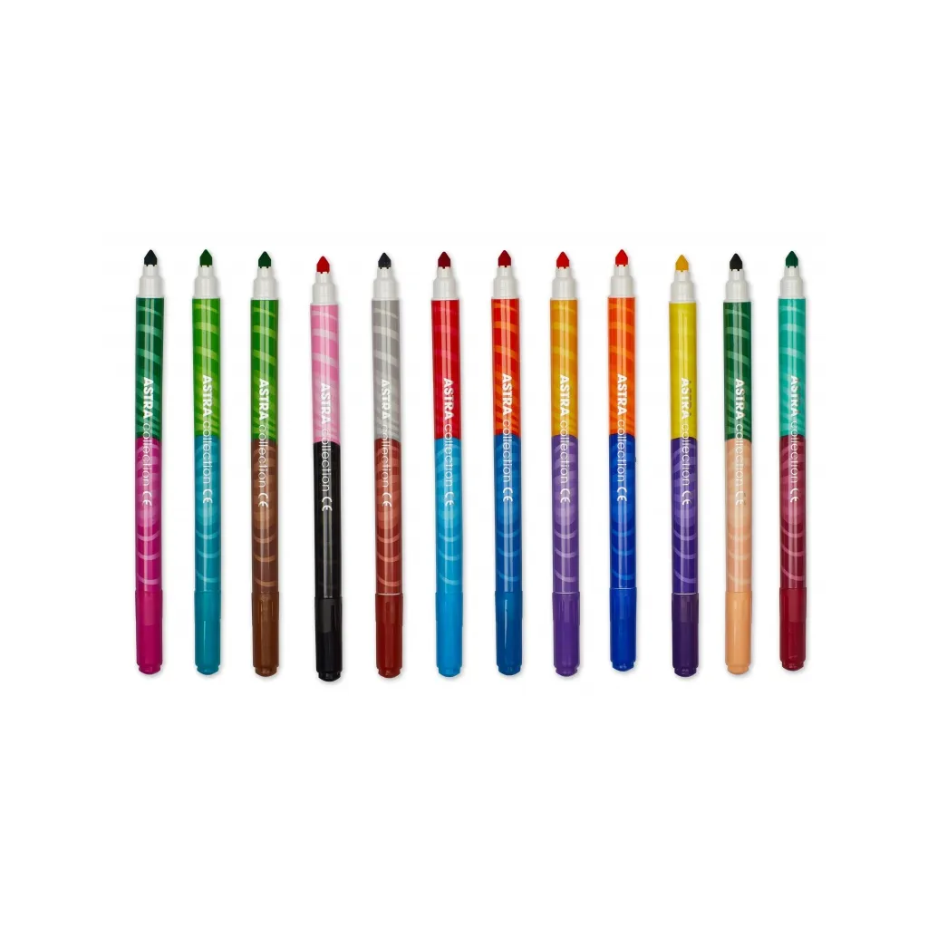 ASTRA Oboustranné fixy s kuželovým hrotem 12ks / 24 barev, 314118001